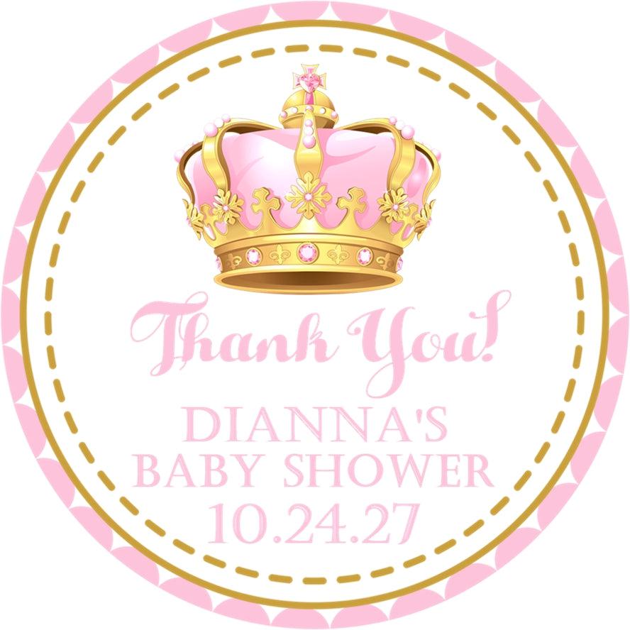 Pink And Gold Princess Baby Shower Stickers Or Favor Tags