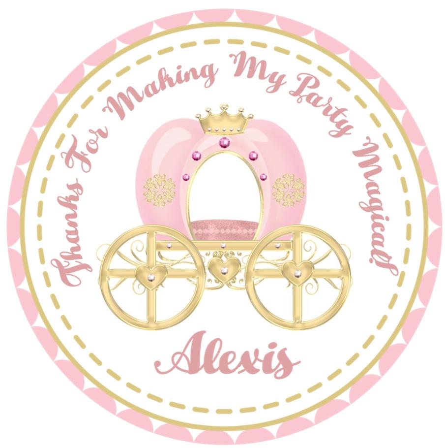 Pink And Gold Princess Birthday Party Stickers