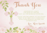 Pink And Green First Communion Thank You Cards