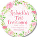 Pink And Green Floral First Communion Stickers Or Favor Tags