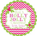 Pink And Green Holly Jolly Christmas Stickers