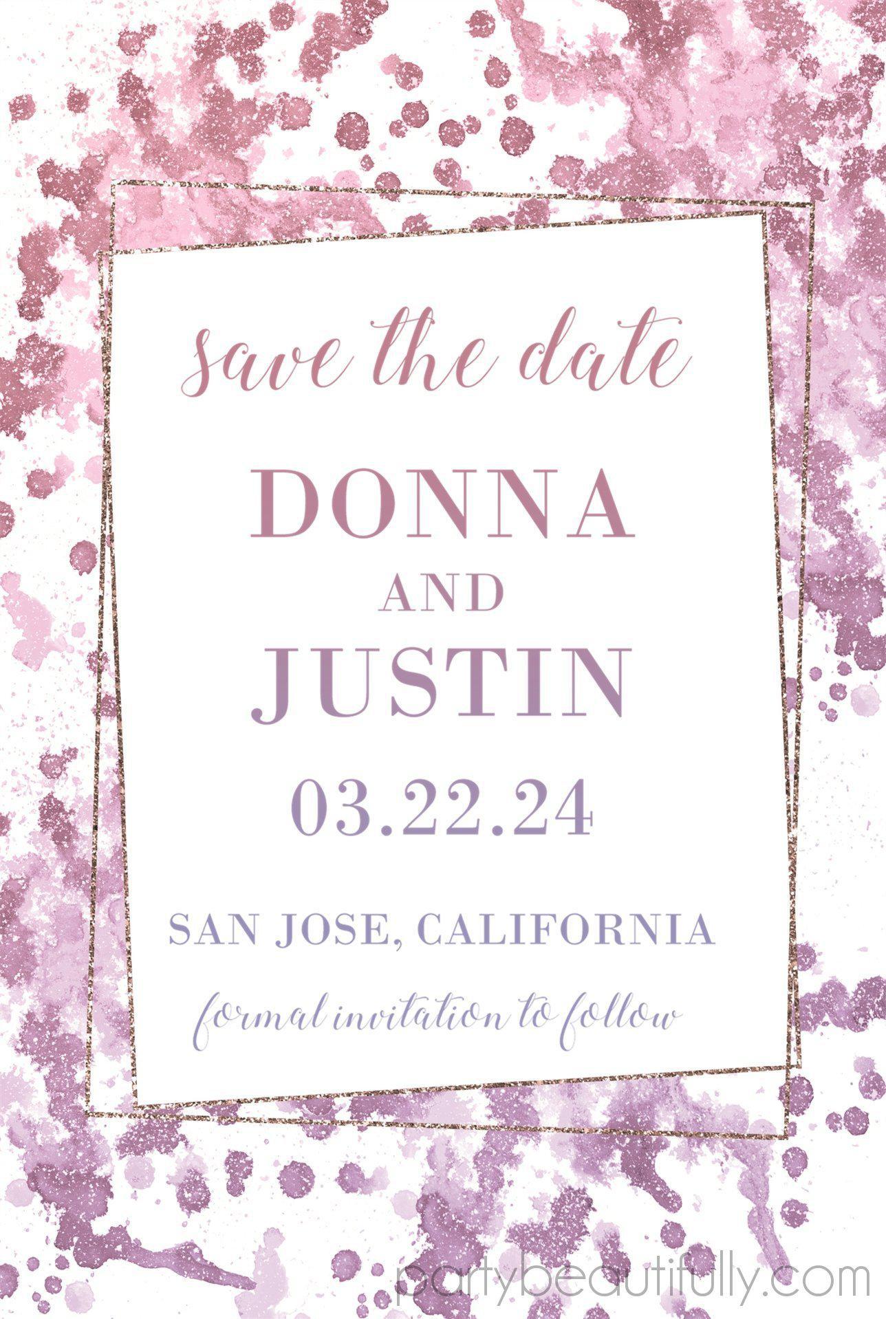 Pink And Lavender Wedding Save The Date Cards