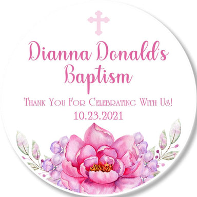 Pink And Purple Baptism Stickers Or Favor Tags