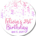 Pink And Purple Confetti Birthday Party Stickers Or Favor Tags