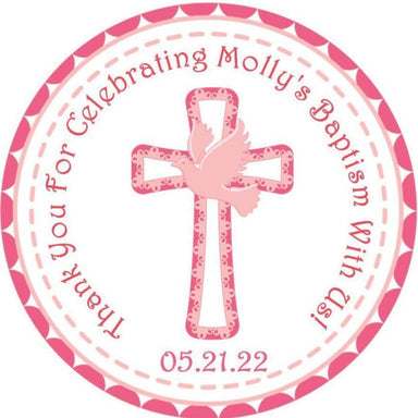 Pink And White Baptism Stickers