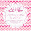Pink And White Chevron First Communion Invitations