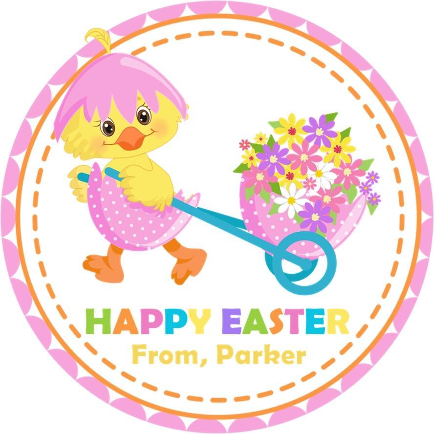 Pink And Yellow Easter Chick Stickers Or Favor Tags