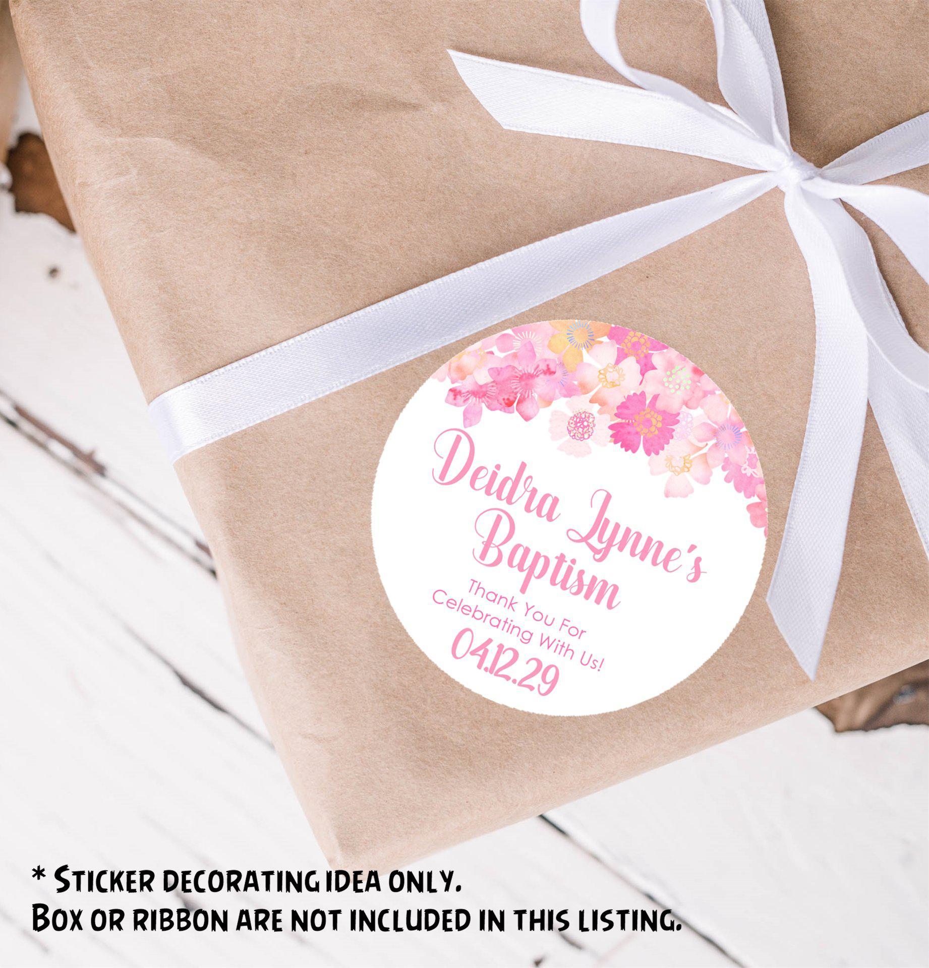 Pink Baptism Stickers Or Favor Tags