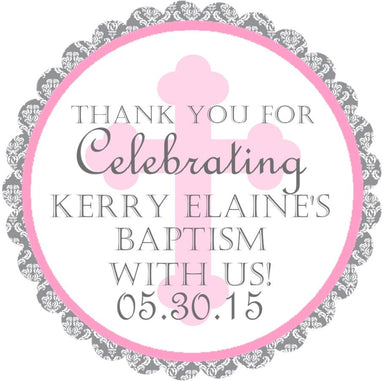 Pink Baptism Stickers Or Favor Tags