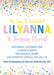 Pink, Blue And Yellow Confetti Birthday Party Invitations