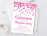 Pink Confetti Quinceanera Invitations