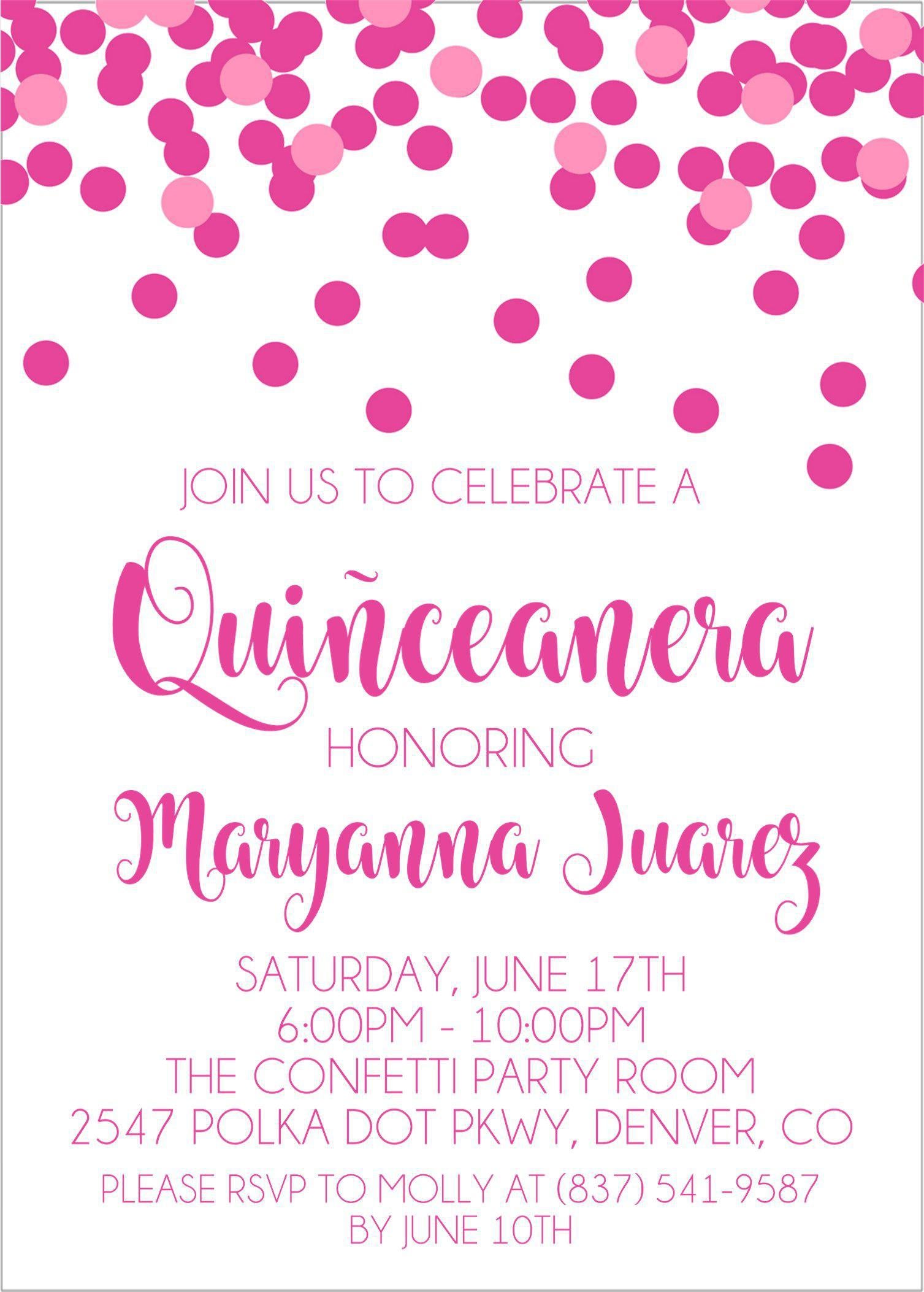 Pink Confetti Quinceanera Invitations — Party Beautifully
