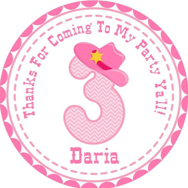 Pink Cowgirl Birthday Party Stickers