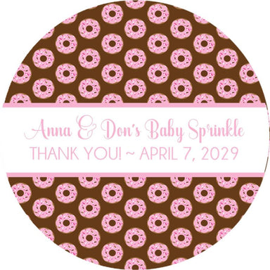 Pink Donut Baby Shower Stickers Or Favor Tags