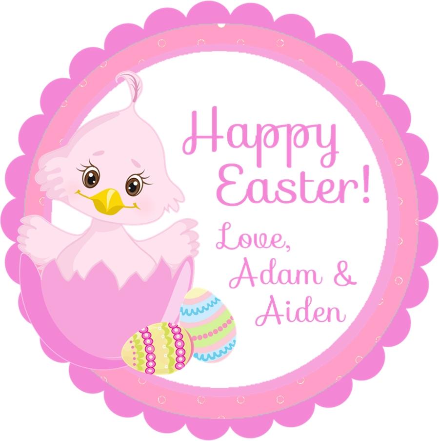 Pink Easter Chick Stickers Or Favor Tags
