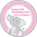 Pink Elephant Baby Shower Stickers Or Favor Tags