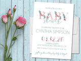 Pink Garden Rose Baby Shower Invitations