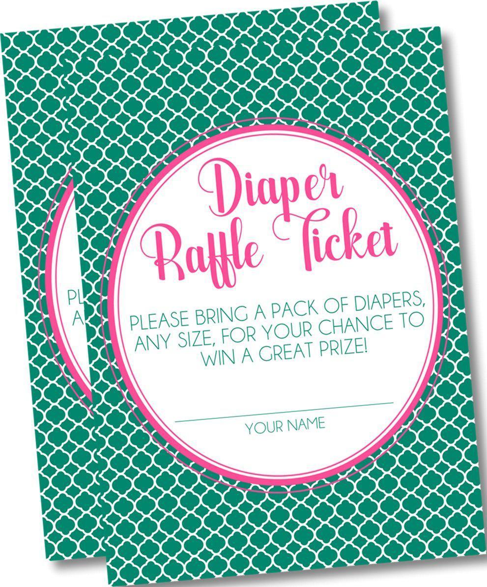 Pink & Green Quarterfoil Diaper Raffle Tickets