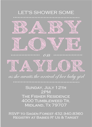 Pink & Grey Baby Shower Invitations