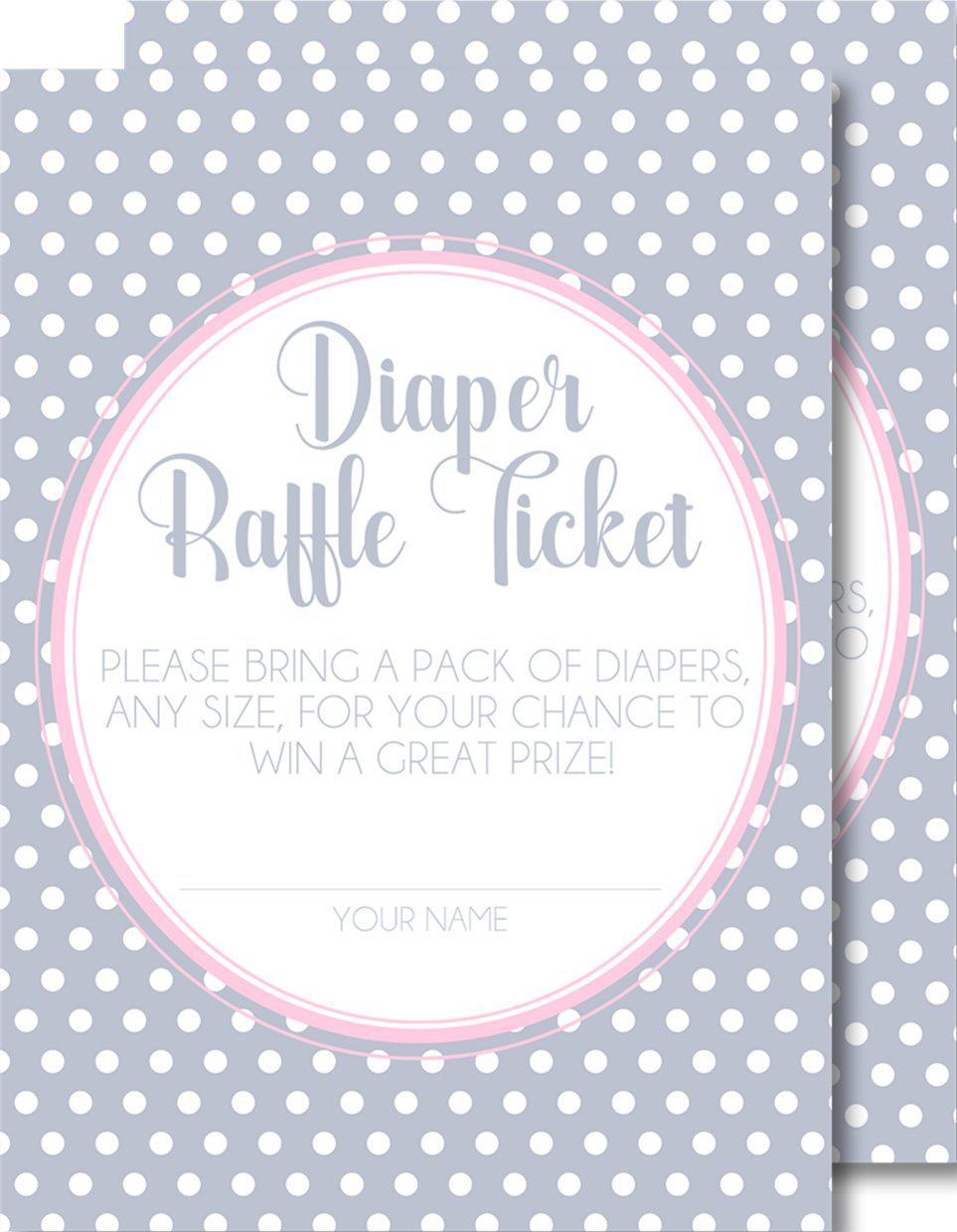 Pink & Grey Polka Dot Diaper Raffle Tickets