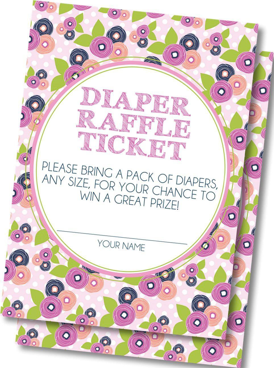 Pink & Lavender Floral Diaper Raffle Tickets