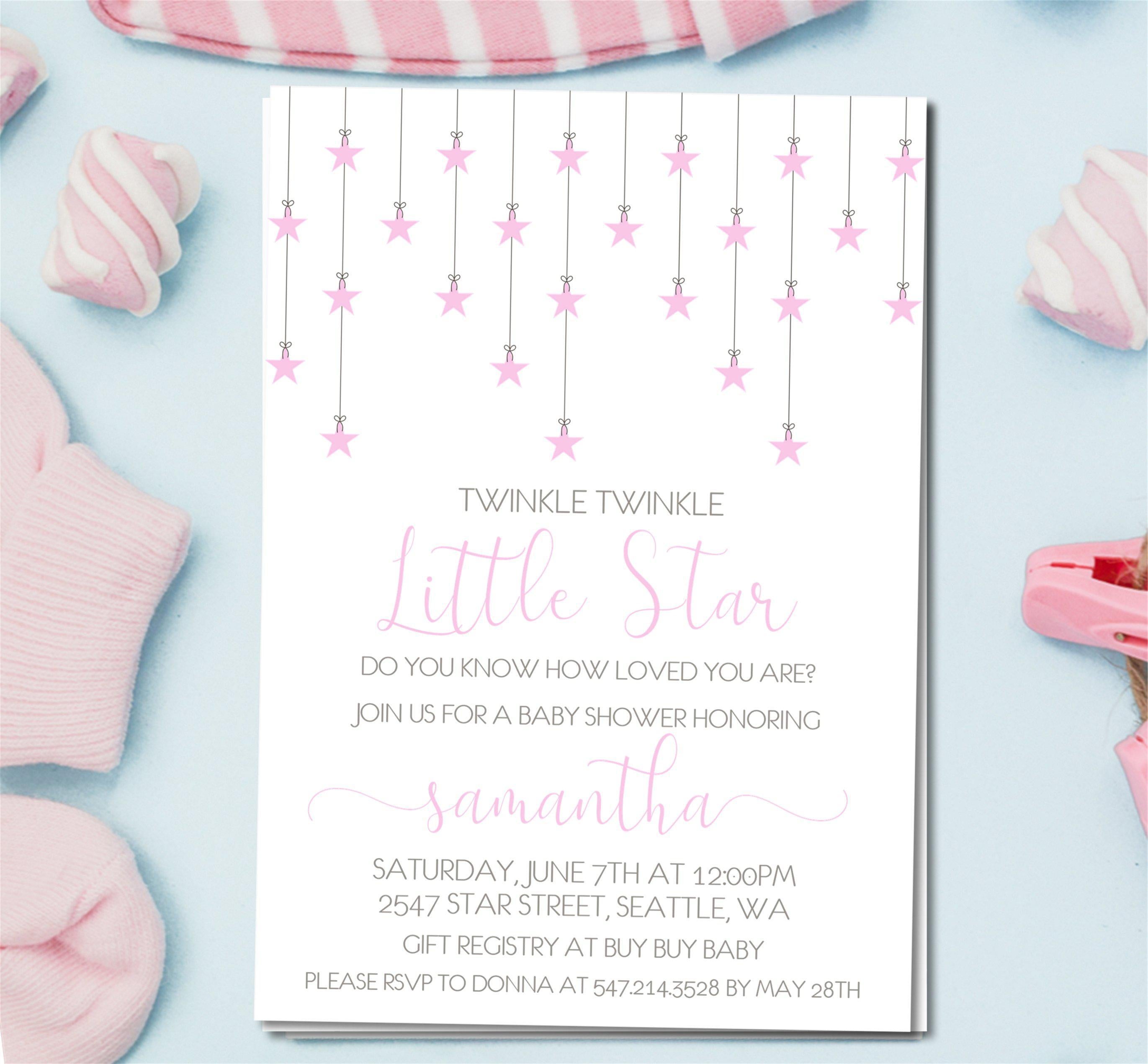 Pink Little Star Baby Shower Invitations