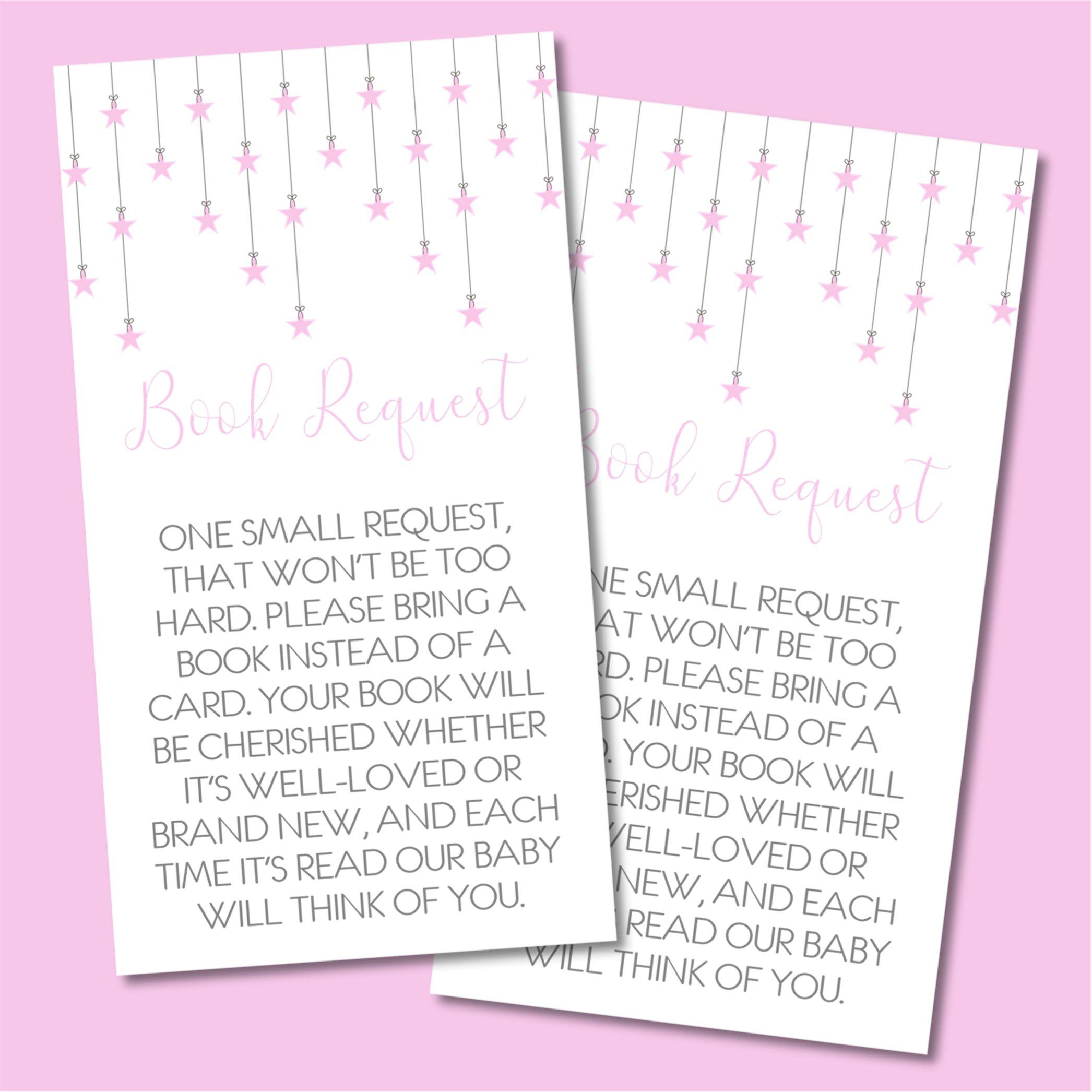 Pink Little Star Book Request Cards