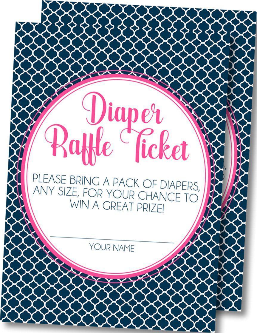 Pink & Navy Quarterfoil Diaper Raffle Tickets