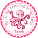 Pink Octopus Under The Sea Birthday Party Stickers