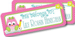 Pink Owl Back To School Supply Name Labels