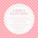 Pink Polka Dot First Communion Invitations