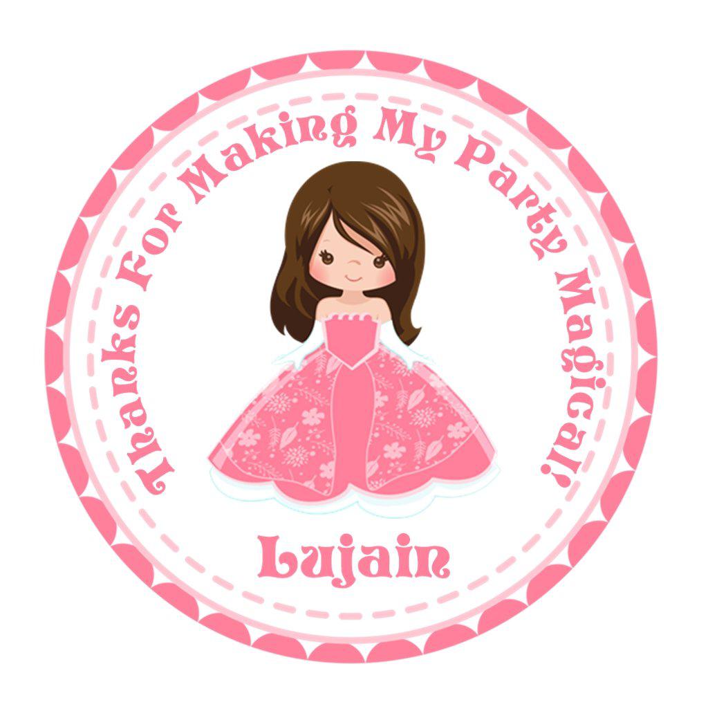 Pink Princess Birthday Party Stickers
