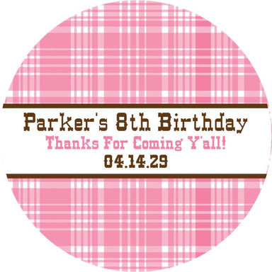 Pink Western Cowgirl Birthday Party Stickers Or Favor Tags