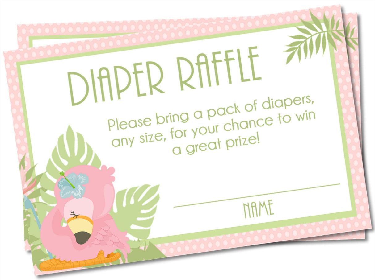 Pink Flamingo Baby Shower Diaper Raffle Tickets Printable