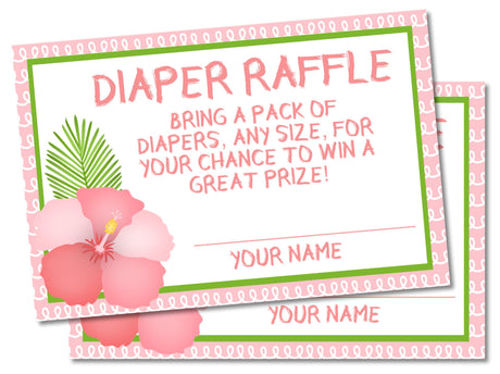 Pink Hibiscus Luau Baby Shower Diaper Raffle Printable