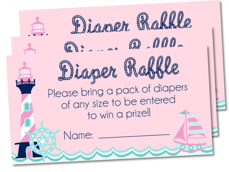 Pink Lighthouse and Sailboat Diaper Raffle Printable