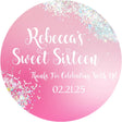 Pink Sweet 16 birthday sticker with iridescent confetti