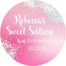 Pink Sweet 16 birthday sticker with iridescent confetti