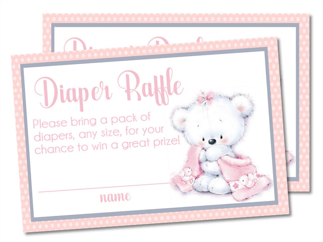 Pink Teddy Bear Baby Shower Diaper Raffle Instant PDF
