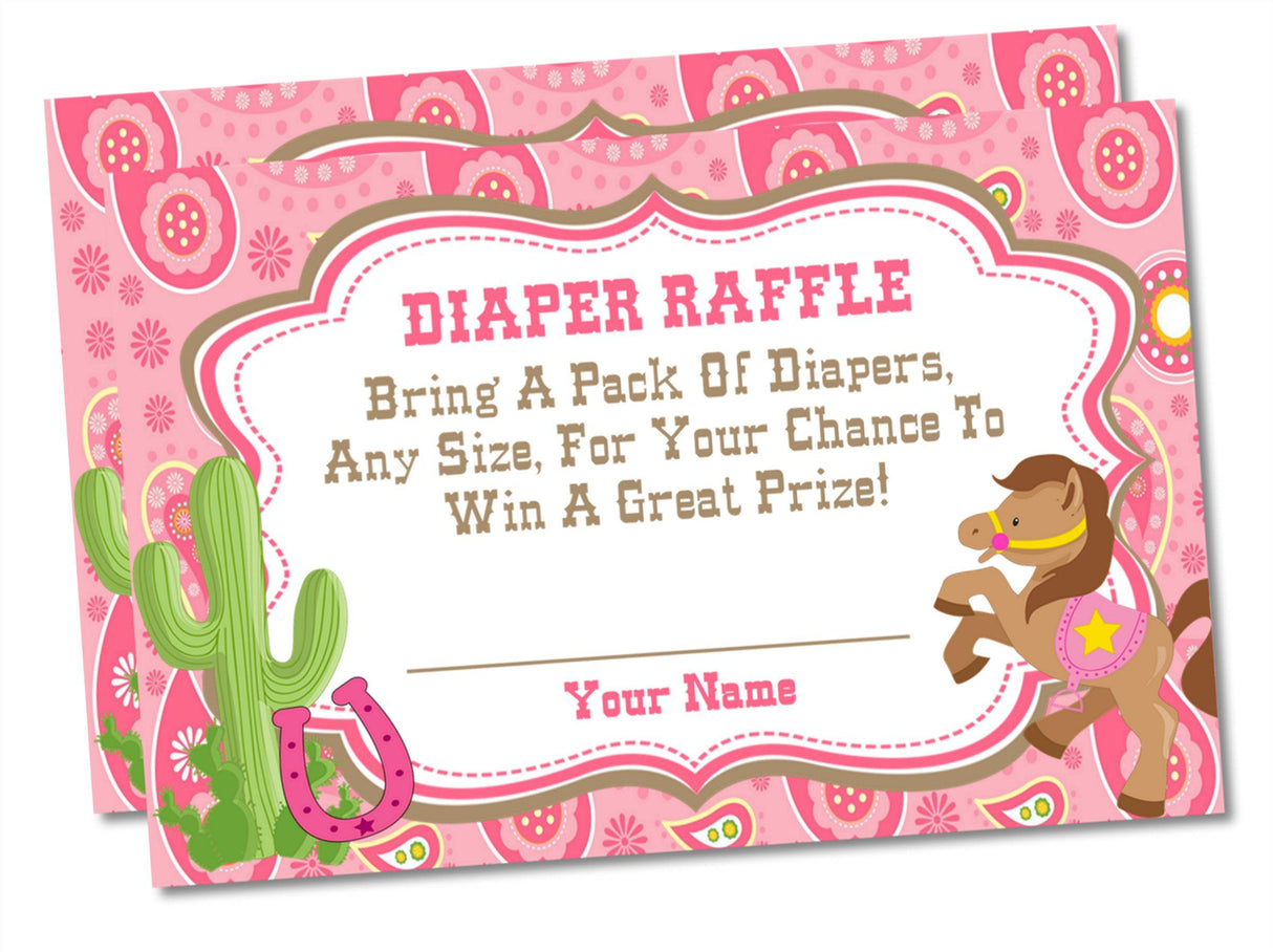 Pink Western Cowgirl Diaper Raffle Printable
