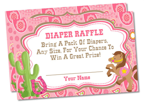 Pink Western Cowgirl Diaper Raffle Printable