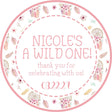 Pink Wild One first birthday sticker with dreamcatchers