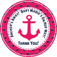 Pink anchor and whale nautical baby shower sticker