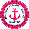 Pink anchor and whale nautical baby shower sticker