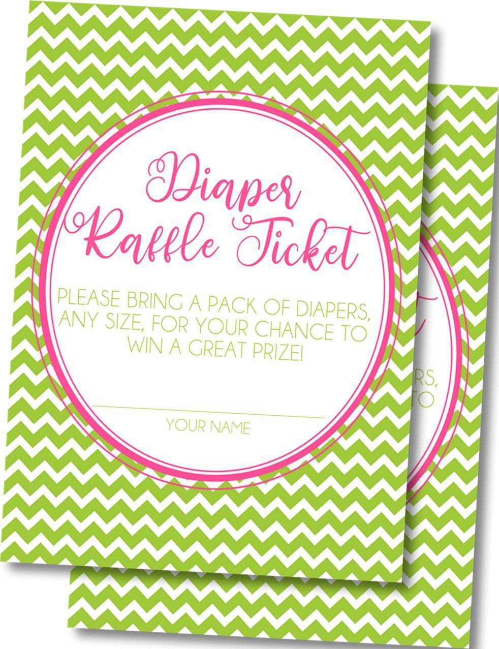 Pink and Green Chevron Diaper Raffle Printable