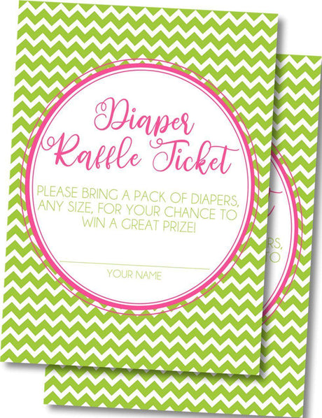 Pink and Green Chevron Diaper Raffle Printable