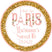 Pink and gold Paris birthday sticker with Eiffel Tower floral theme