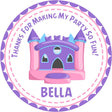 Pink and purple bounce house birthday sticker