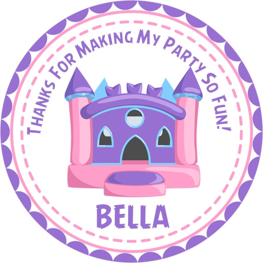 Pink and purple bounce house birthday sticker