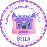 Pink and purple bounce house birthday sticker
